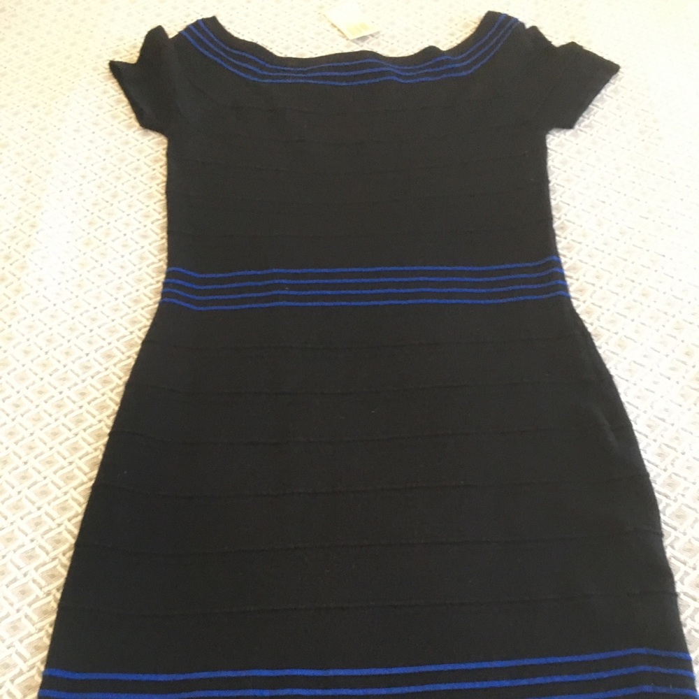 Max Studio black and blue body con dress
